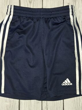 adidas Boy's Navy Athletic Shorts with White Stripes Size 8